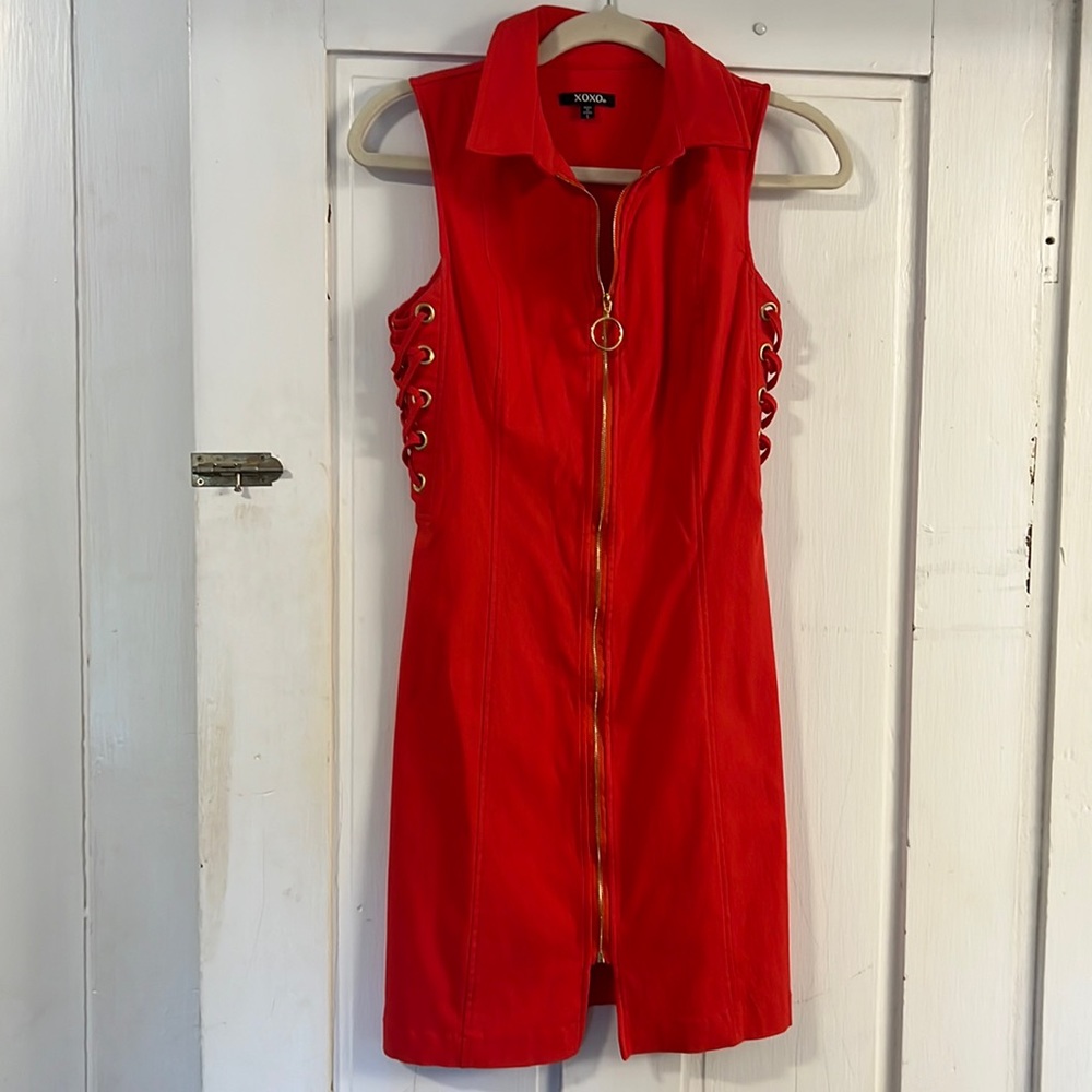 Xoxo size S red zip up dress